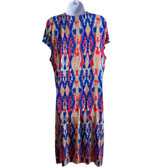 Jones New York Women's Coral Sea Side Ruched Dress Size 2X Draped Beachy Party - Picture 2 of 10